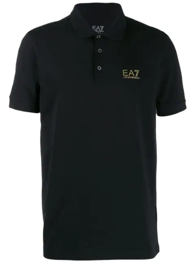 Ea7 Logo Polo Shirt In Black