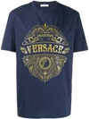 Versace Sheriff Badge Print T-shirt In Blue