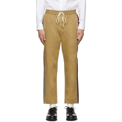 Gucci Cotton Drill Pant With Acetate Stripe In Brown