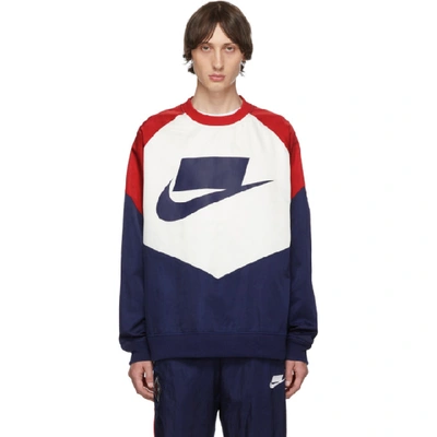 Nike Contrast Logo Sweatshirt In 492bluredsl