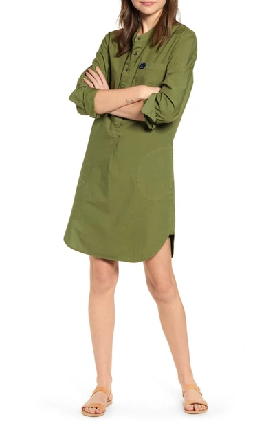 Alex Mill Garment Dyed Popover Shirtdress In Army Green