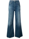 Mother The Tomcat Roller High Waist Fray Wide Leg Jeans In Blue