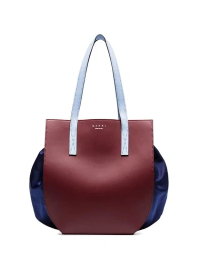 Marni Colorblock Gusset Tote In Red