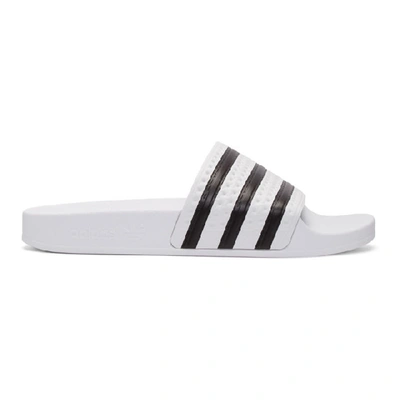 Adidas Originals White Striped Adilette Slides