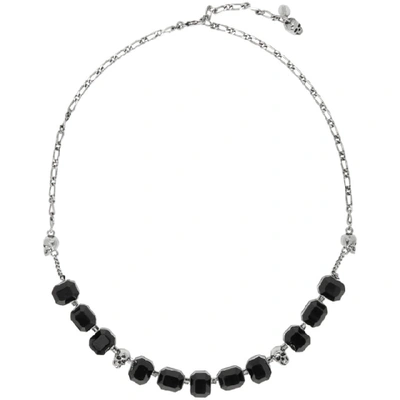 Alexander Mcqueen Silver And Black Short Stone Necklace In 1497 O446ru
