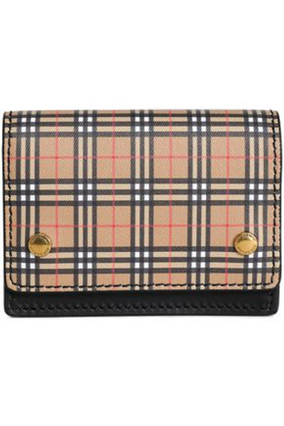 Burberry Checked Leather Cardholder In Sand