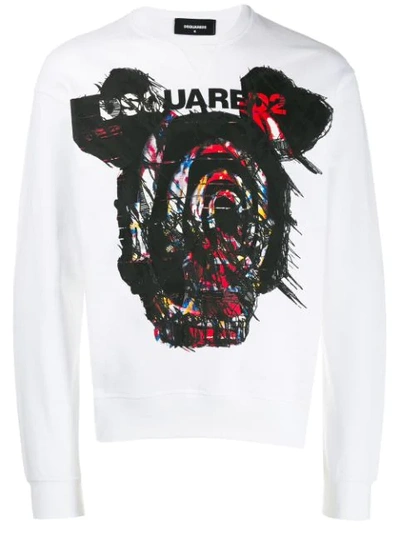 Dsquared2 White Printed Cotton Sweatshirt