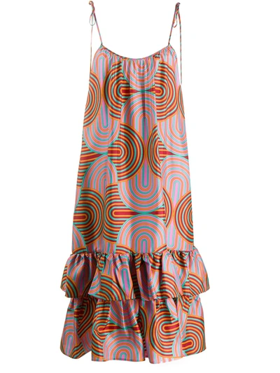 La Doublej Simps Geometric Print Dress In Slinky Rosso