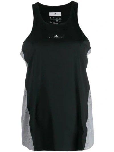 Adidas By Stella Mccartney Run Loose Mesh Colorblock Workout Tank In Black