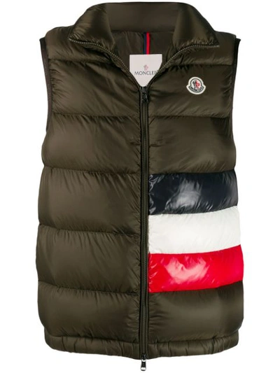 Moncler Sovex Slim-fit Colour-block Quilted Shell Down Gilet In Green