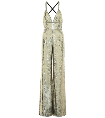 Dundas Sequin Wide Leg Jumpsuit In Grey