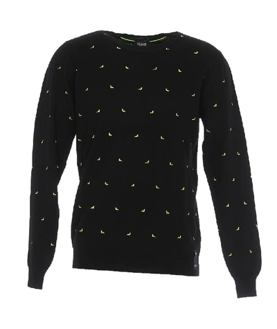 Fendi Bag Bugs Crewneck Pullover In Black