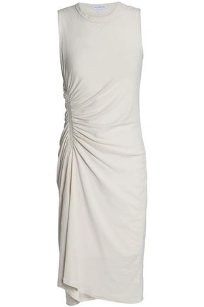 James Perse Ruched-front Sleeveless Dress In Off-white