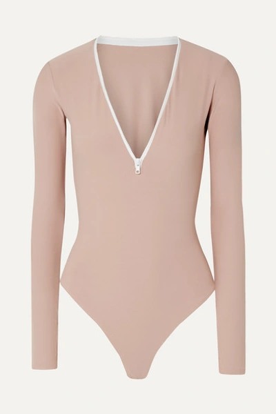 Alix Spruce Stretch-jersey Thong Bodysuit In Sand