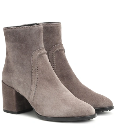 Tod's Selleria Suede Ankle Boots In Grey