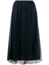 Red Valentino Point D'esprit Pleated Skirt In Blue