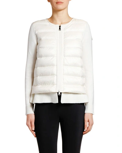 Moncler Double-layer Knit & Puffer Cardigan In White