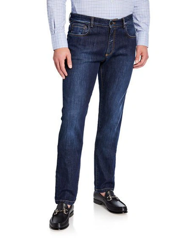 Canali Men's Straight-leg Stretch Cotton Jeans In Blue