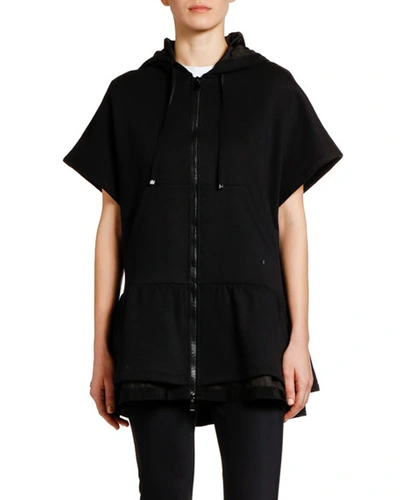 Moncler Hooded Logo-back Cardigan W/ Drop Waist In Black