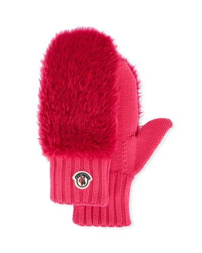 Moncler Faux Fur Gloves In White