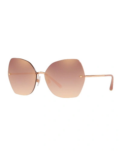 Dolce & Gabbana Rimless Gradient Butterfly Sunglasses In Rose Gold