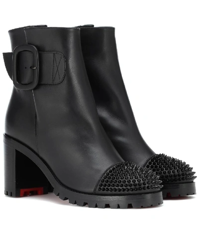 Christian Louboutin Olivia Snow 70 Spiked Leather Ankle Boots In Black