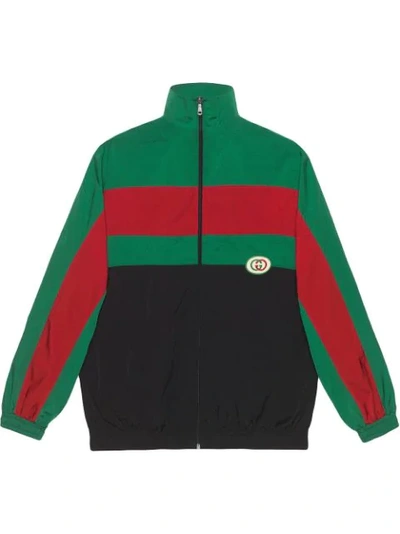 Gucci Colour-blocked Logo-appliquéd Shell Jacket In Black