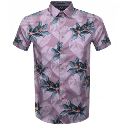 Ted Baker Myles Tropical Print Slim Fit Shirt In Pink
