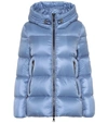 Moncler Hooded Quilted Shell Down Jacket In Light Blue