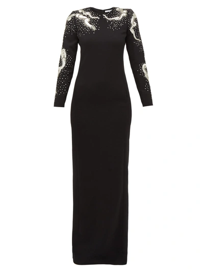 Givenchy Snake Crystal And Sequinned Wool Gown In Black