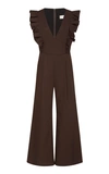 Sea Stevie Ruffled Cotton-blend Jumpsuit In Brown
