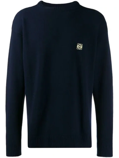 Loewe Anagram-embroidered Wool Sweater In Blue