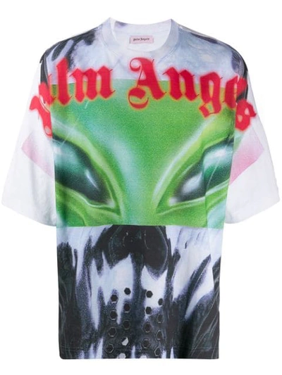 Palm Angels Alien-print Cotton T-shirt In Multicolor
