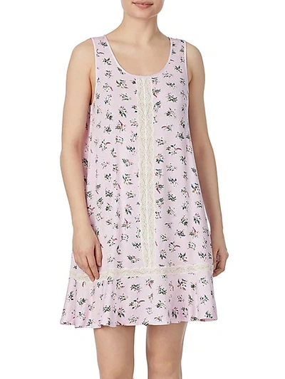 Kate Spade Lace-insert Floral A-line Chemise In Pink Floral
