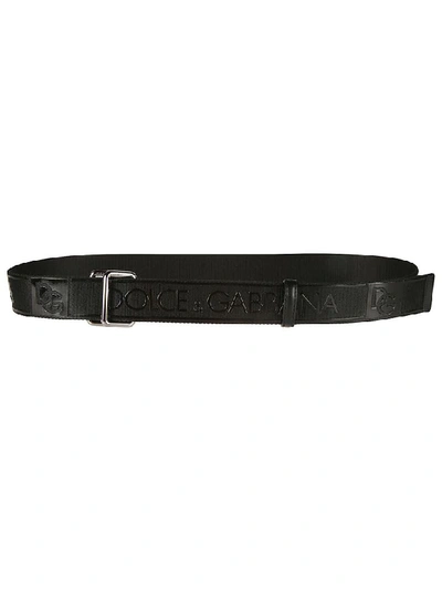 Dolce & Gabbana Logo Tape Belt In Black