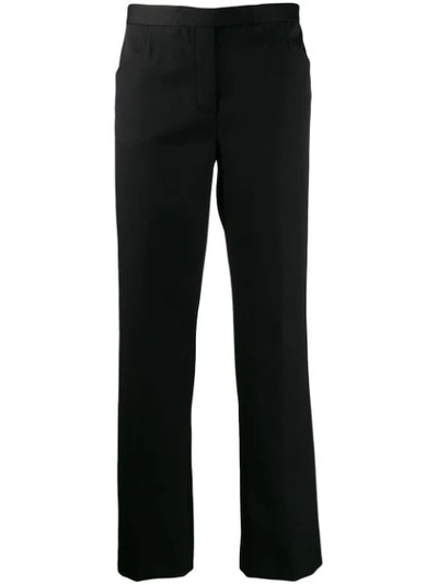 Versace Straight Plain Trousers In Black