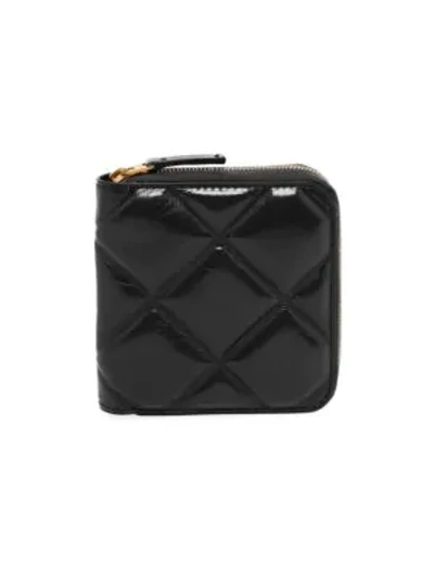 Bottega Veneta Women's Mini Zip-around Patent Leather Wallet In Black