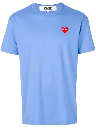 Comme Des Garçons Play Heart Application T-shirt In Blue