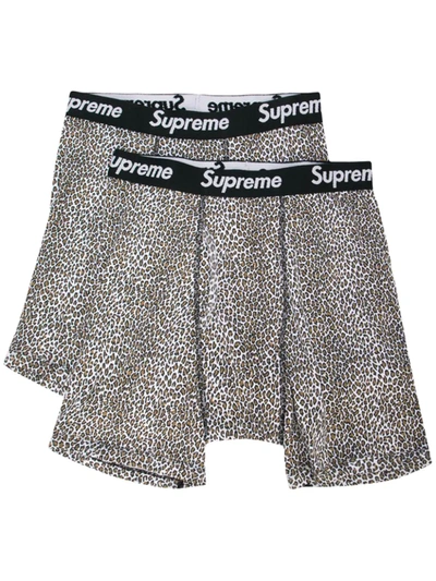Supreme Leopard Print Boxers In Brown