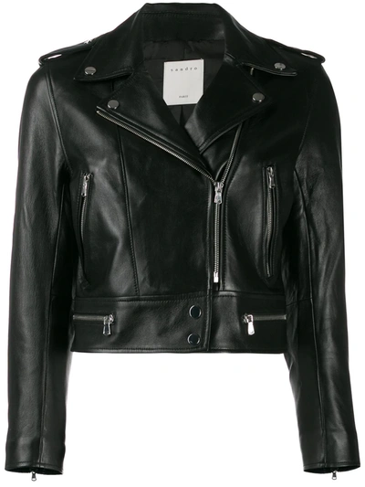 Sandro Siouxie Leather Biker Jacket In Black