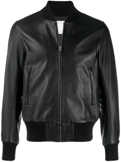 Sandro Leather Bomber Jacket In Black