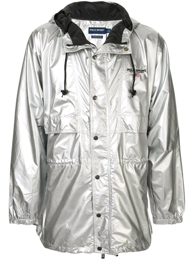 Ralph Lauren P-wing Metallic Raincoat In Silver