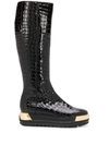 Baldinini Embossed Croc Effect Boots In Black