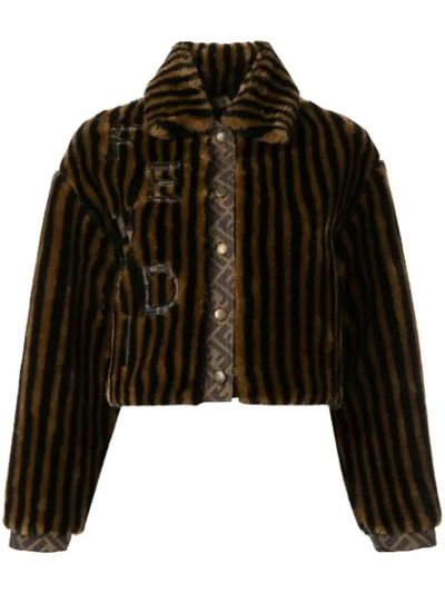 Pre-owned Fendi Striped Cropped Jacket In Brown