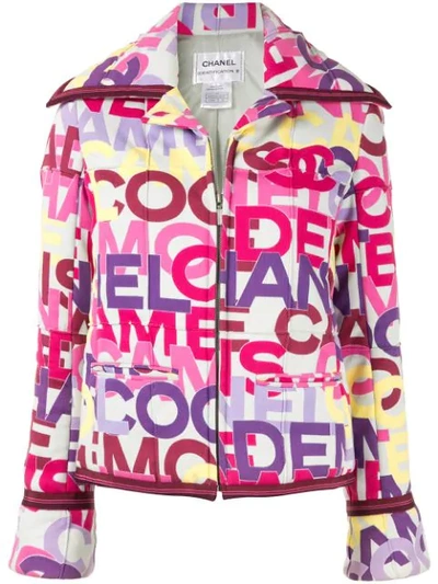 Pre-owned Chanel Contrasting Lettering Motif Jacket In Multicolour