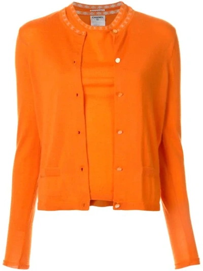 Pre-owned Chanel Ensemble Cardigan Tops In Orange