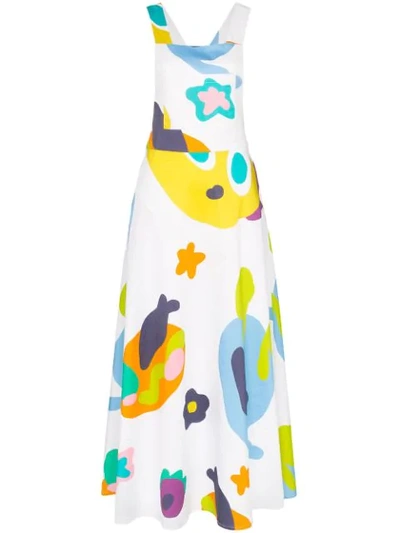 Mira Mikati Monster Print Apron Dress In White Multicoloured