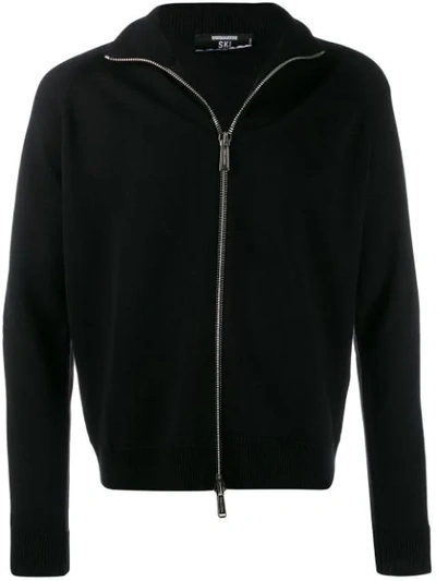 Dsquared2 Side Logo Band Zipped Jacket In Black