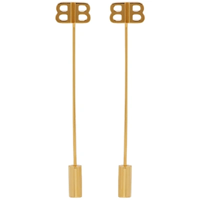 Balenciaga Logo-plaque Pin Earrings In 0027 Gold