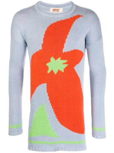 Pre-owned Walter Van Beirendonck 1994/95's Le Peintures L'espace L'art Intarsia Jumper In Blue